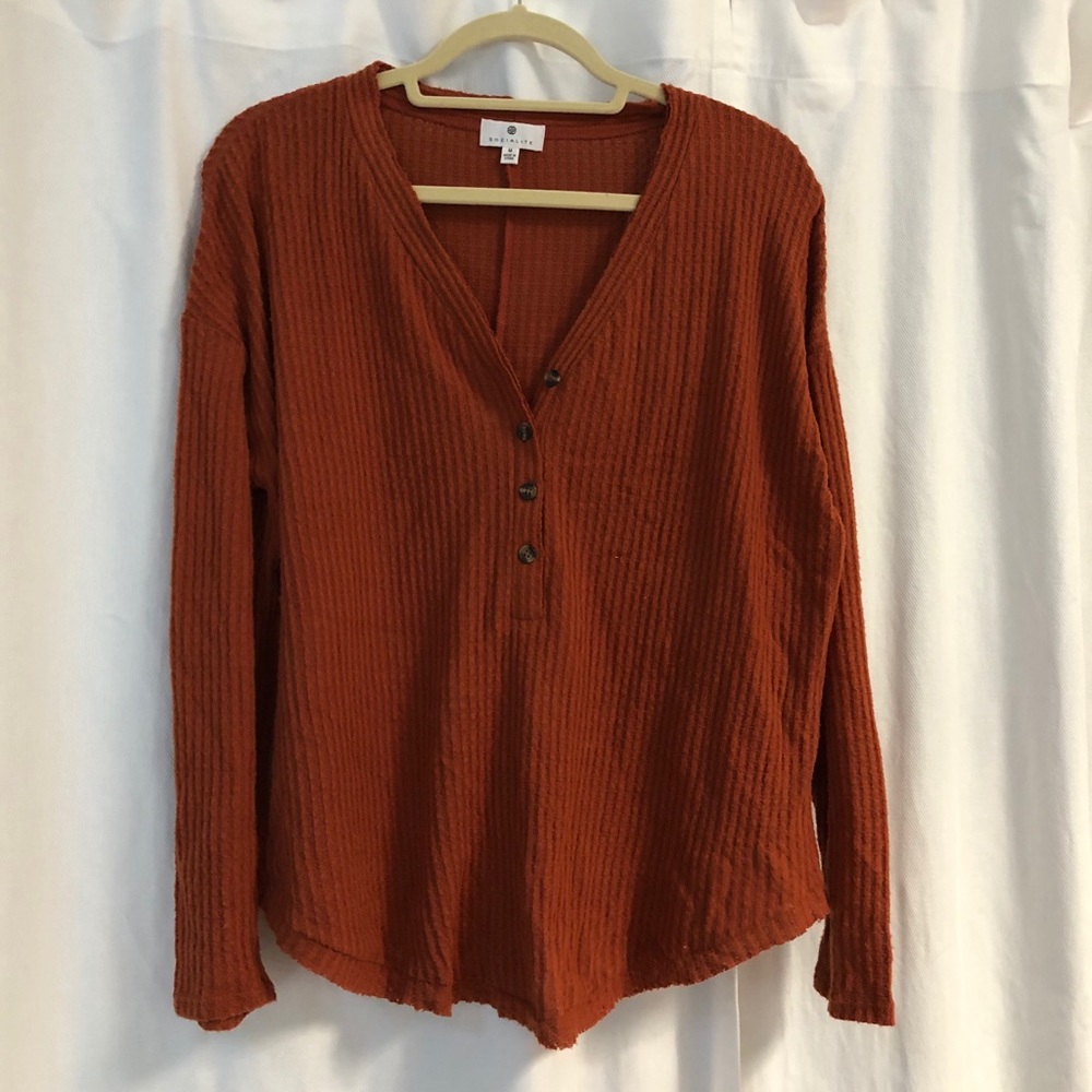 Soft waffle knit long sleeve